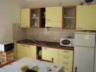 Kuchyň v pronajatém apartmánu na rohu ulic Via Don Minzoni a Castelsardo